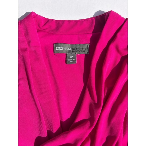 Donna Ricco Pink Midi Business Dress 3/4 Sleeve Pleated Sheath 2P - Picture 3 of 7